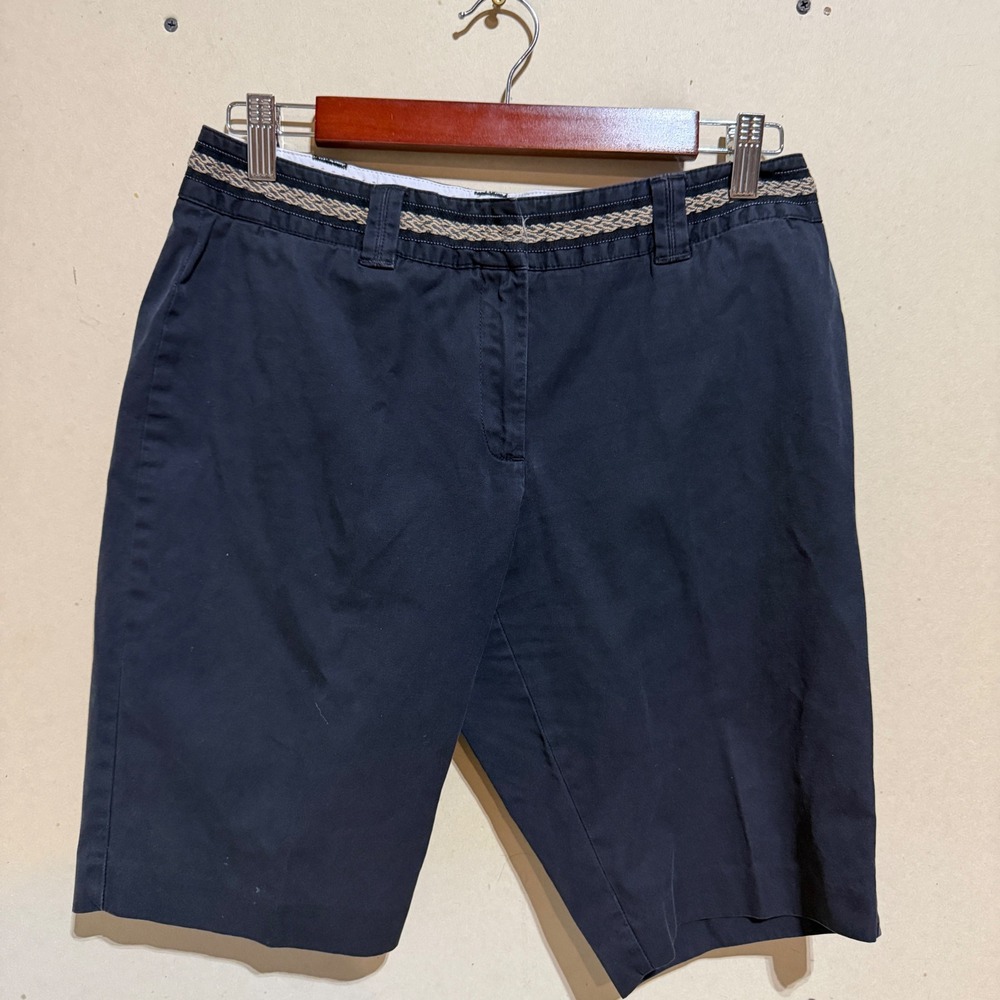 Lands End Womens Black Chino Shorts Woven Waistband Detail Size 6P